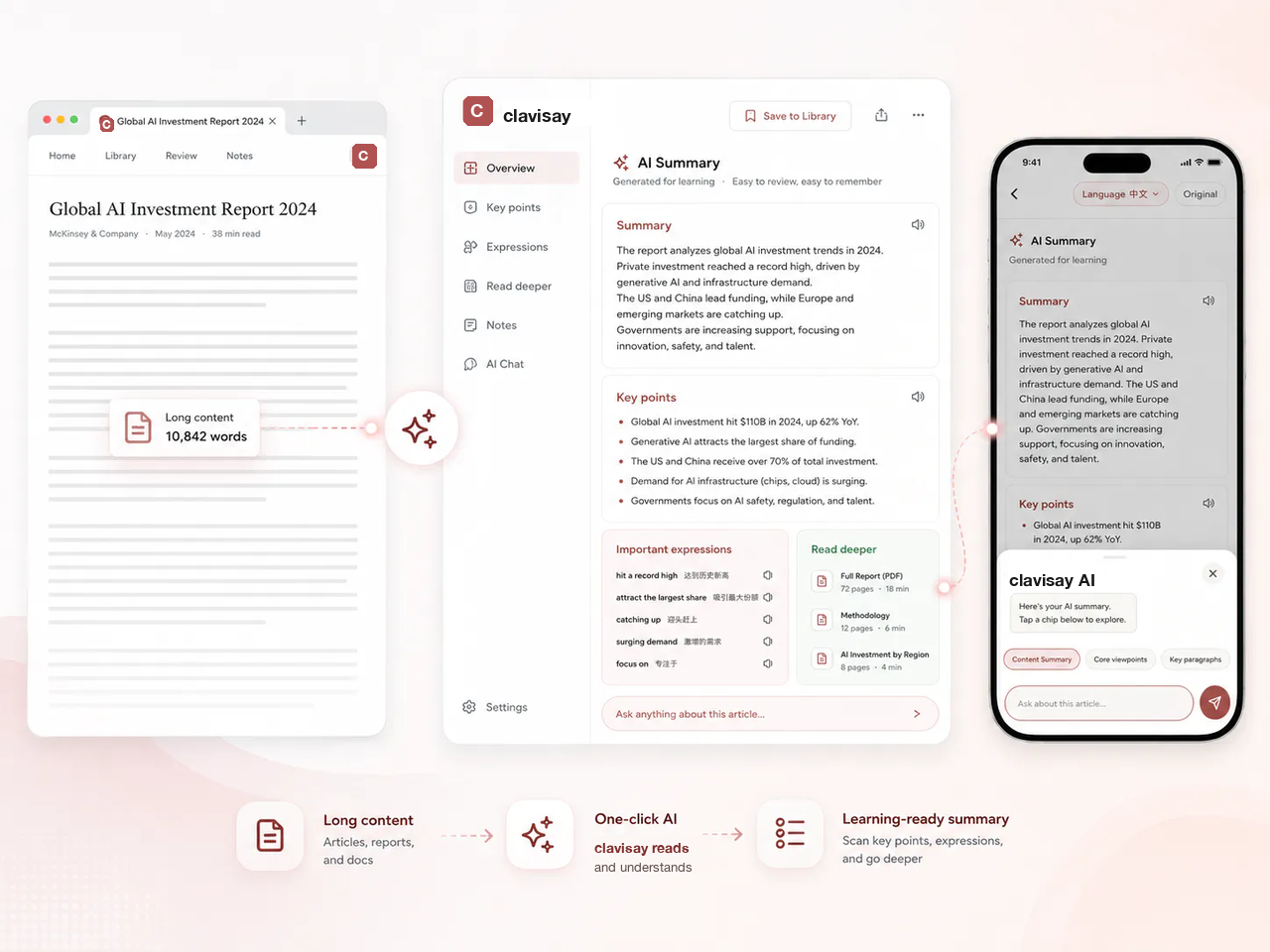 One-click AI article summaries